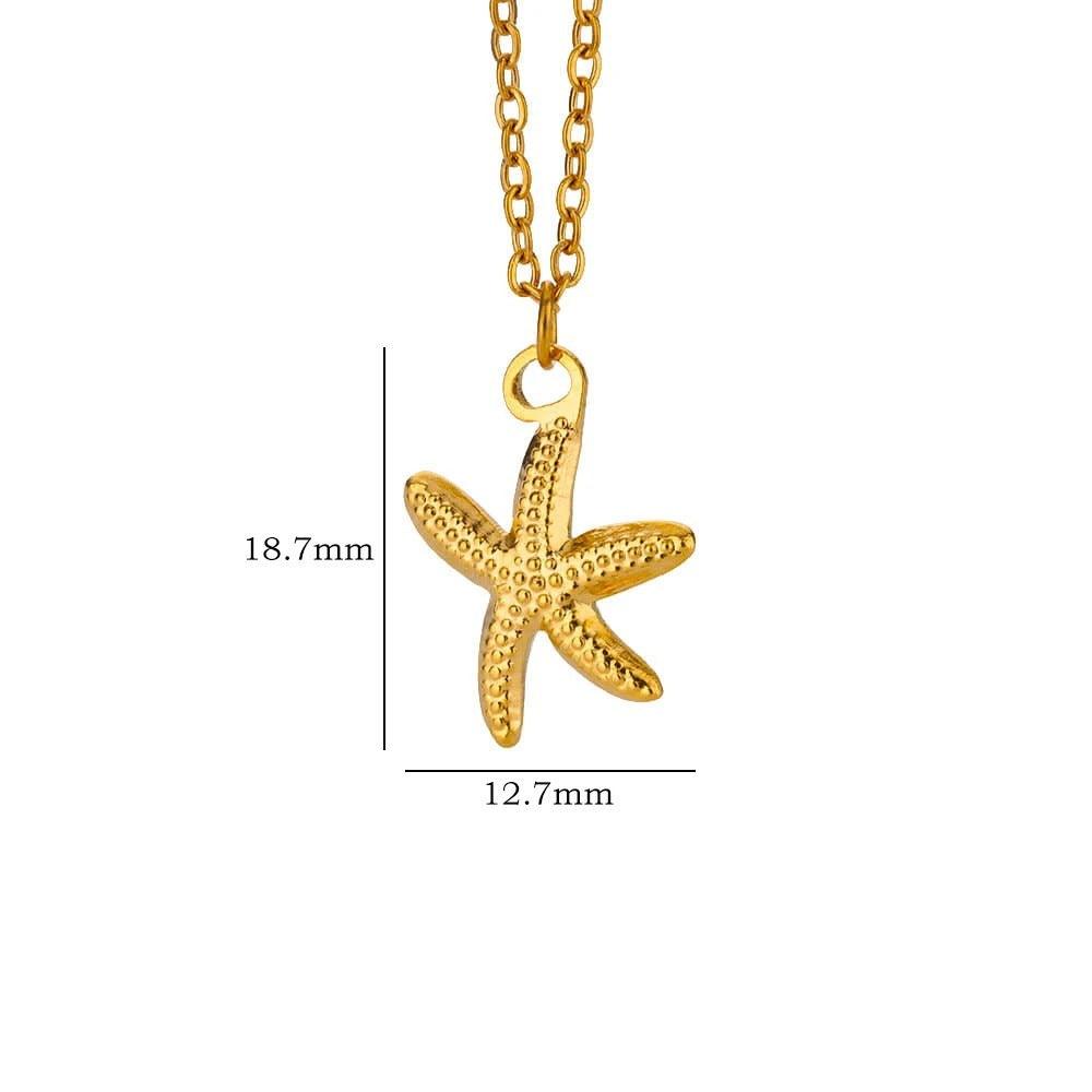 Shell Starfish Pendant Necklace | Beach Jewelry A Electroplated Gold