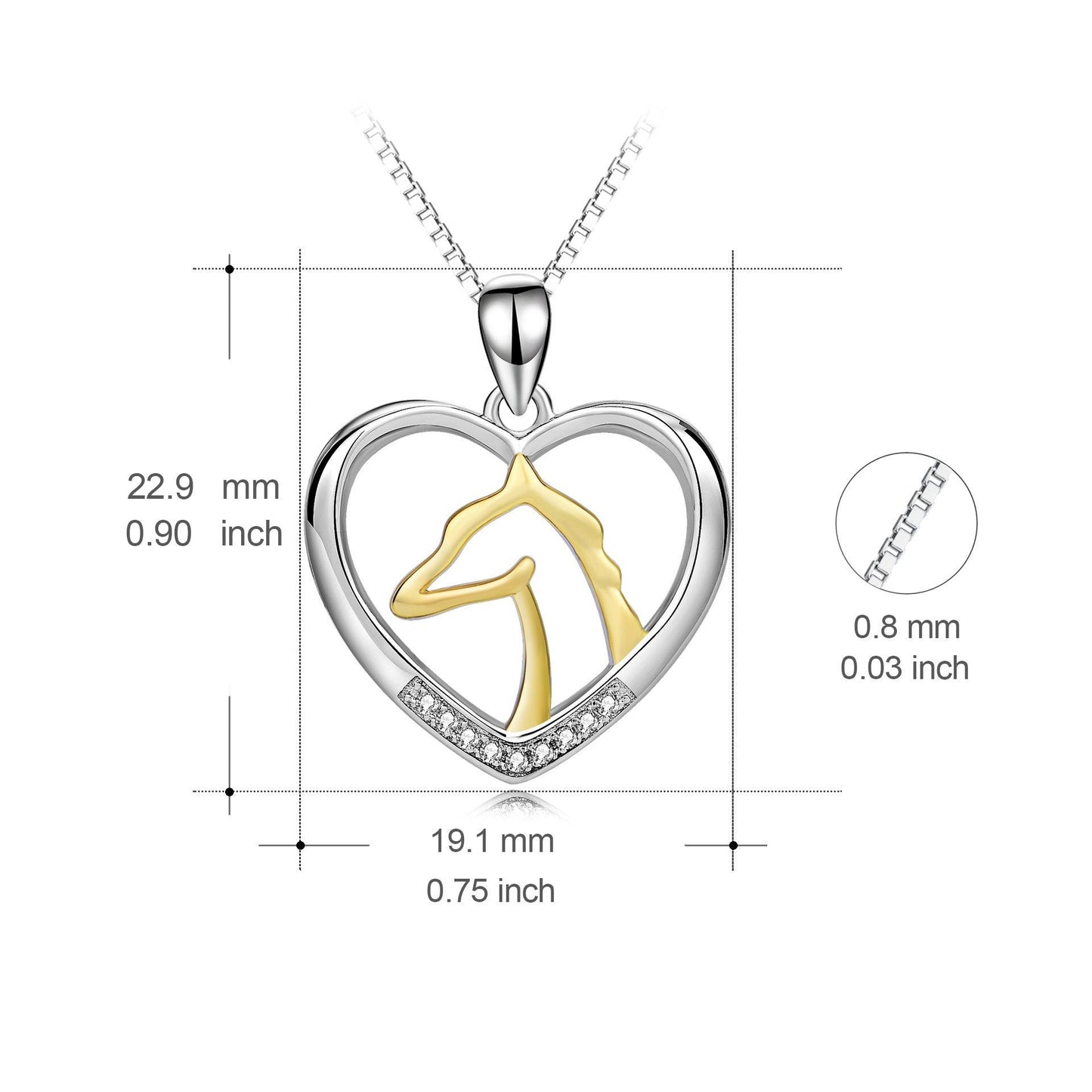 Horse Head Pendant Necklace In 925 Sterling Silver
