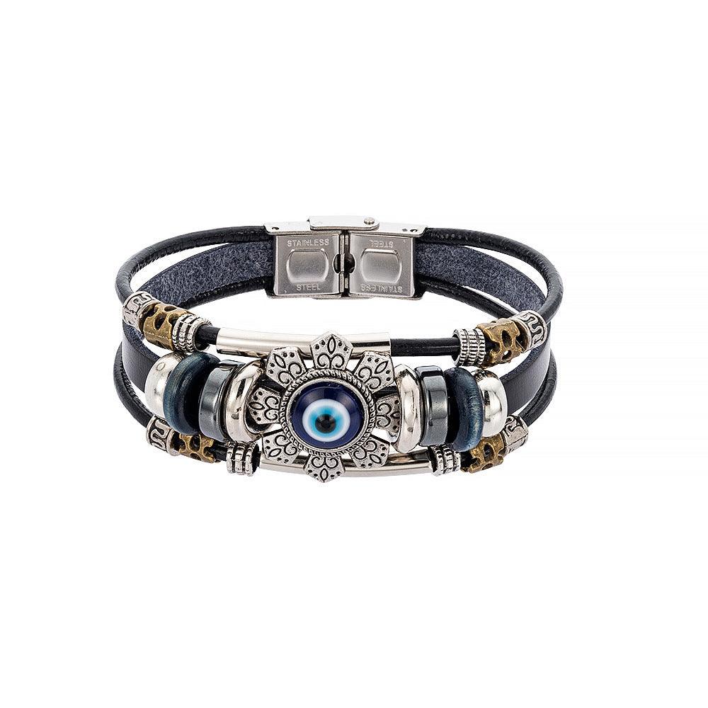 Turkish Blue Eye Alloy Bracelet | Fashion Jewelry Black 1Pcs