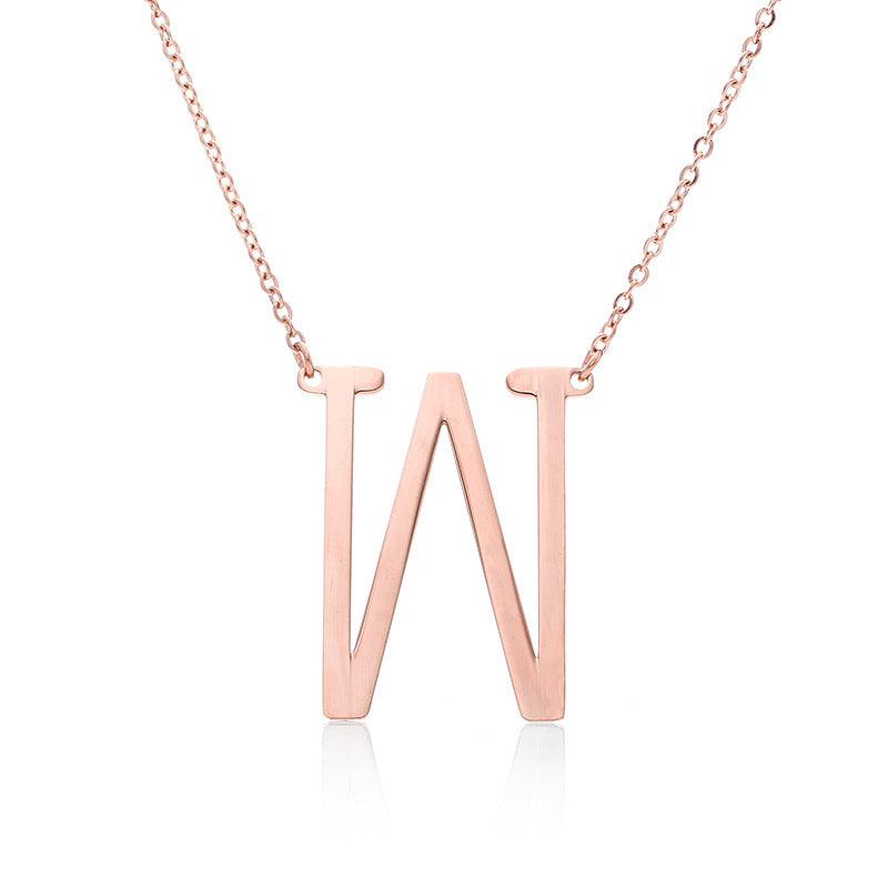 Initial Letter Pendant & Necklace | Gold Plated Rose Gold W