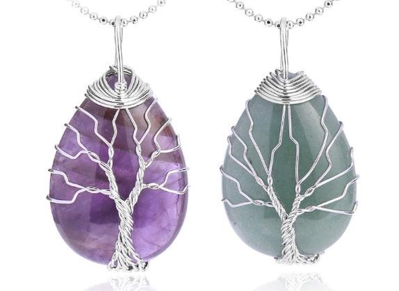 Fashion Stone Pendant with Gold Color Wire Wrap Gem