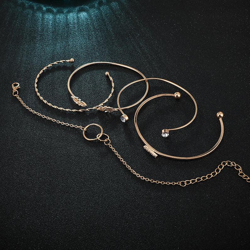Leaf Circle Five Piece Bracelet Set | Fashion Jewelry