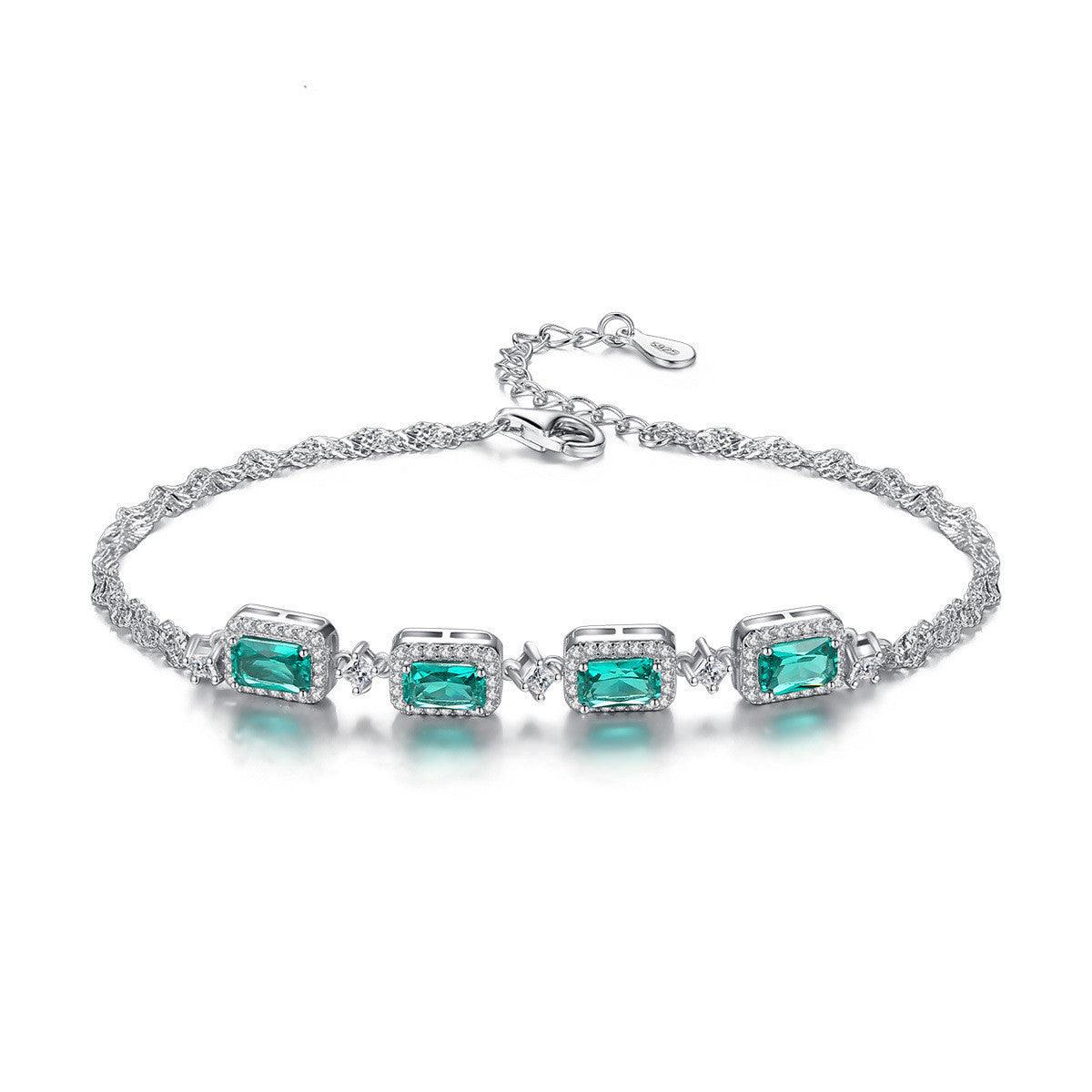 S925 Sterling Silver Emerald Bracelet | Daily Wear Green