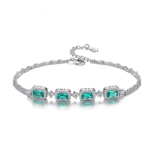 S925 Sterling Silver Emerald Bracelet | Daily Wear Green