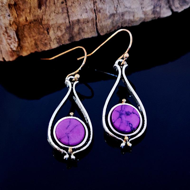 Fashion Crystal Earrings for Women Vintage Drop Jewelry Purple