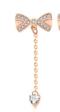 Sterling Silver Bowknot Tassel Stud Earrings