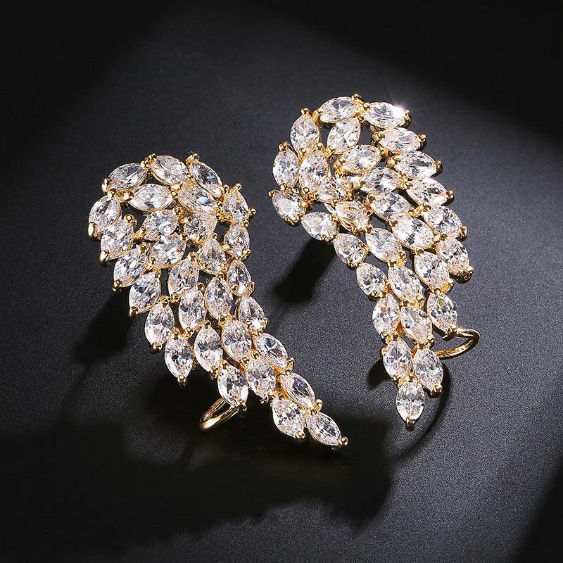 Brilliant Cubic Zirconia Angel Wings Stud Earrings for Women