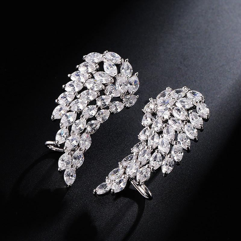 Brilliant Cubic Zirconia Angel Wings Stud Earrings for Women
