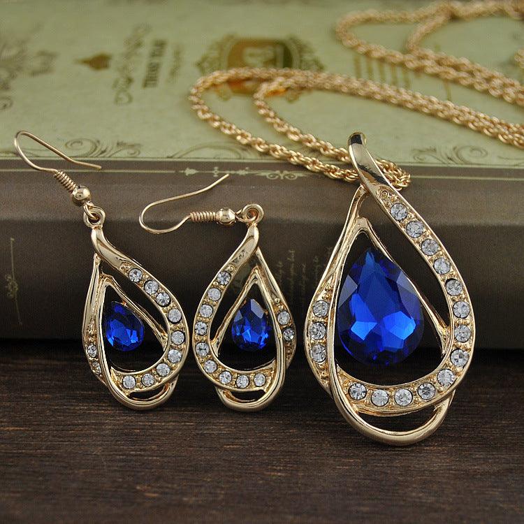 Double Drop Crystal Set - Necklace & Earrings