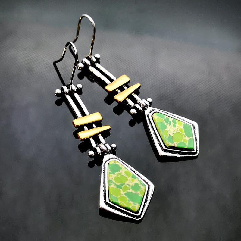 Women's Long Earrings with Turquoise High-End Design Silver