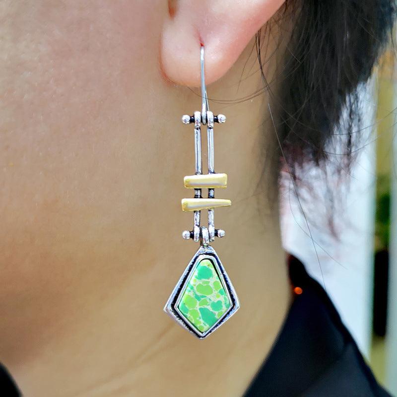 Women's Long Earrings with Turquoise High-End Design