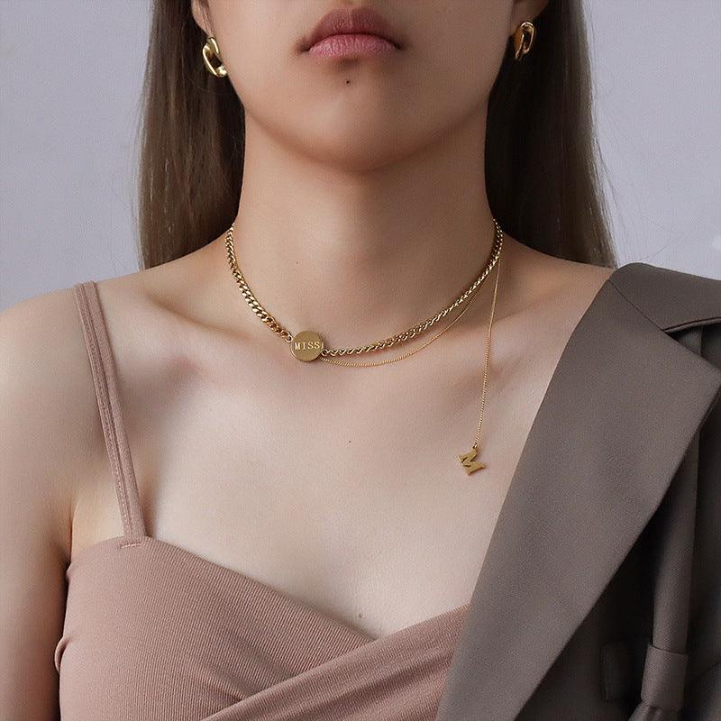 Letter M Multilayer Collarbone Chain Necklace
