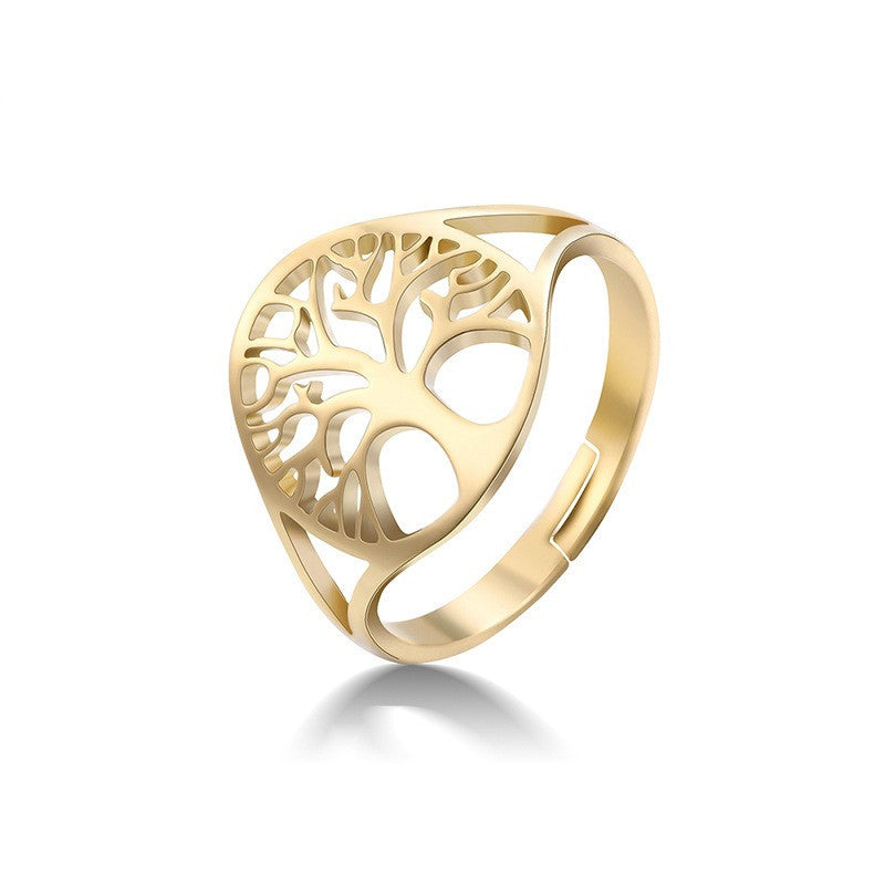 Retro Hollow Design Tree Of Life | Daily Wear Rose Gold