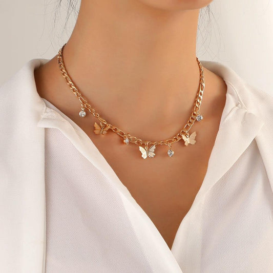 Butterfly Necklace Clavicle Chain - Fashion Wear Golden
