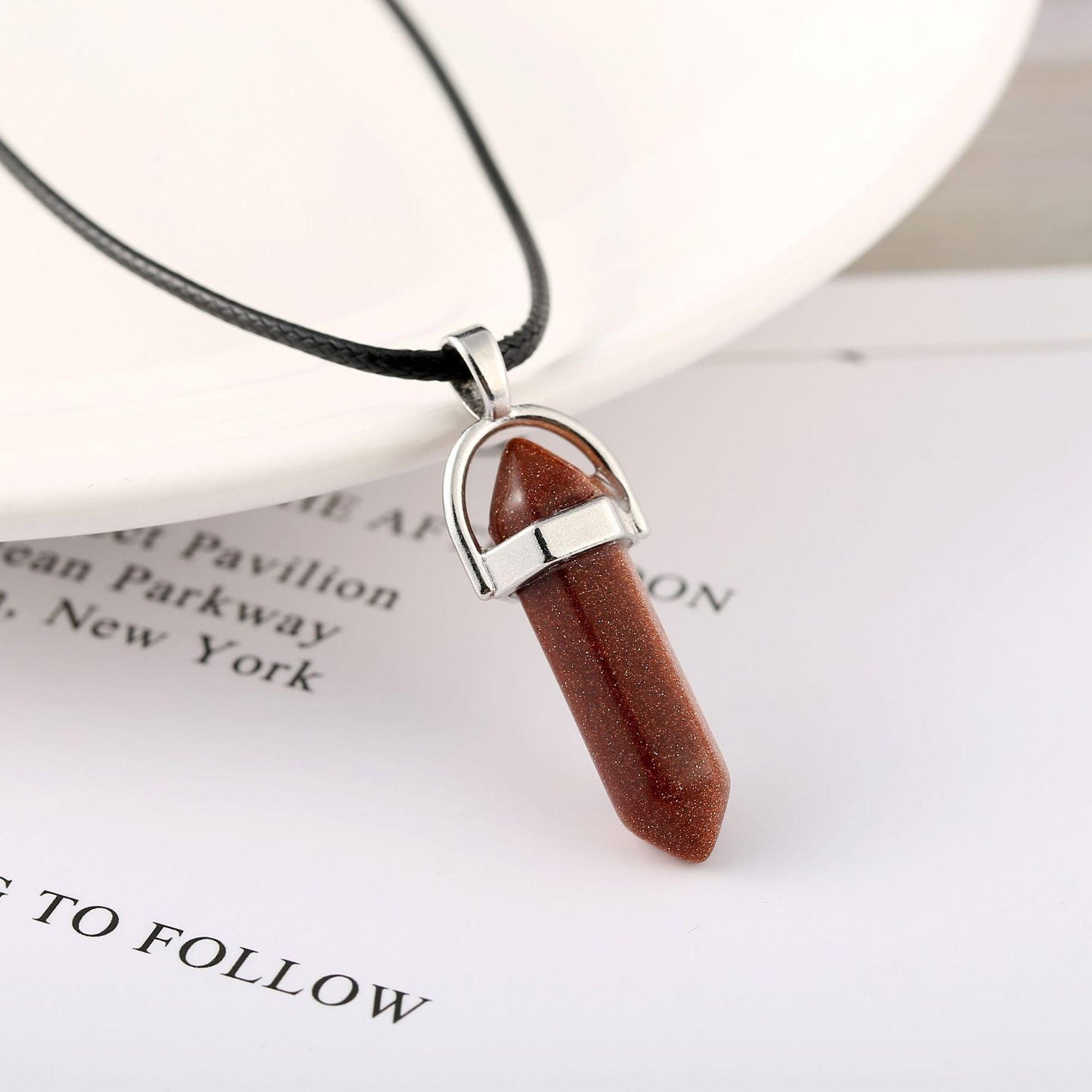 Bullet Stone Hexagon Pendant Necklace Sands