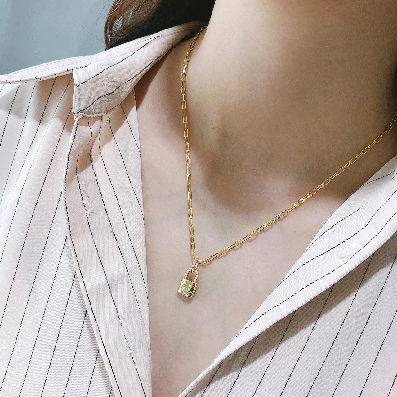 Sterling Silver Diamond Lock Necklace | Fashion Wear