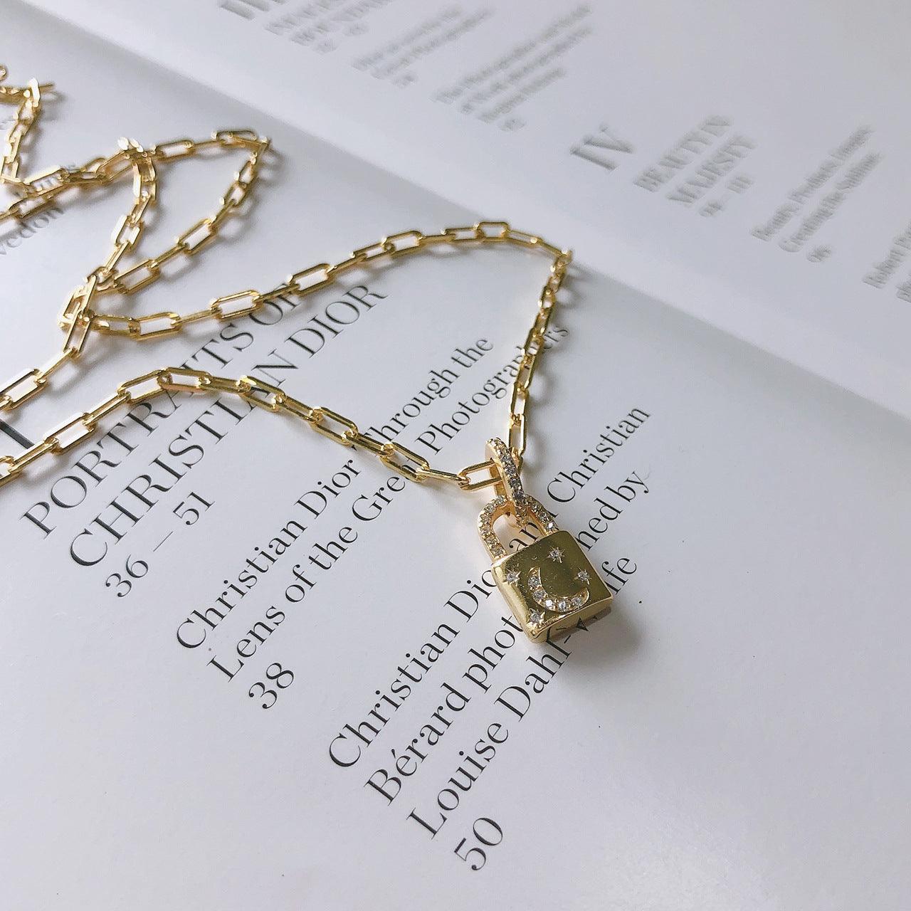 Sterling Silver Diamond Lock Necklace | Fashion Wear default