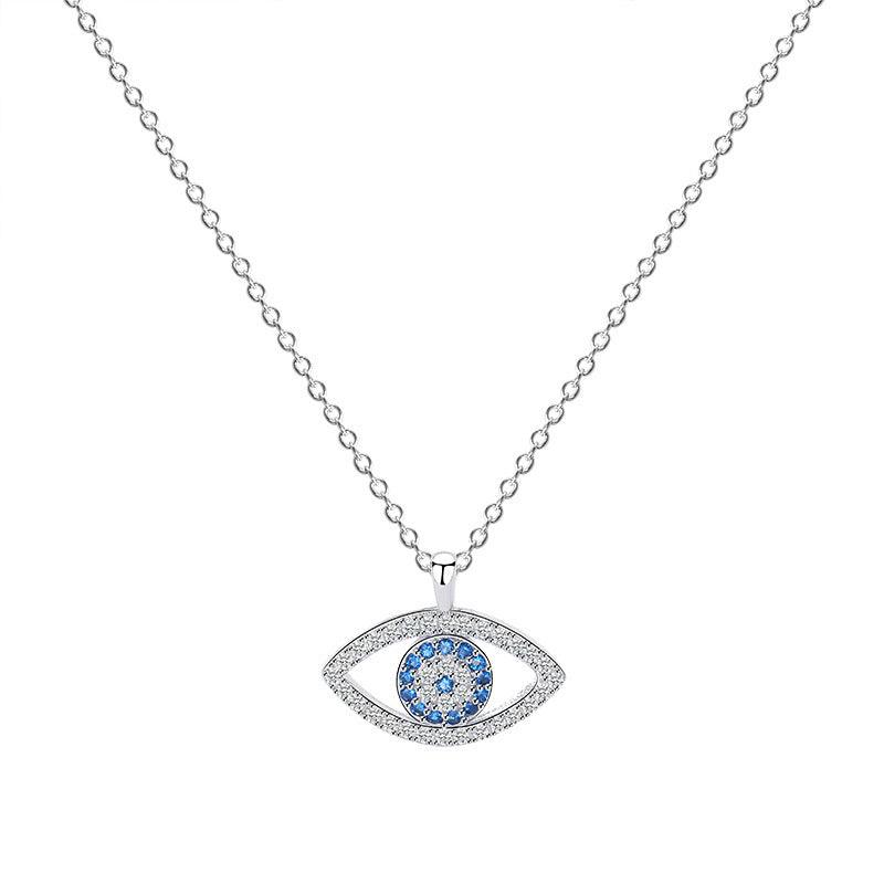 Atmospheric Eye Necklace In S925 Sterling Silver | Daily Wear Platinum