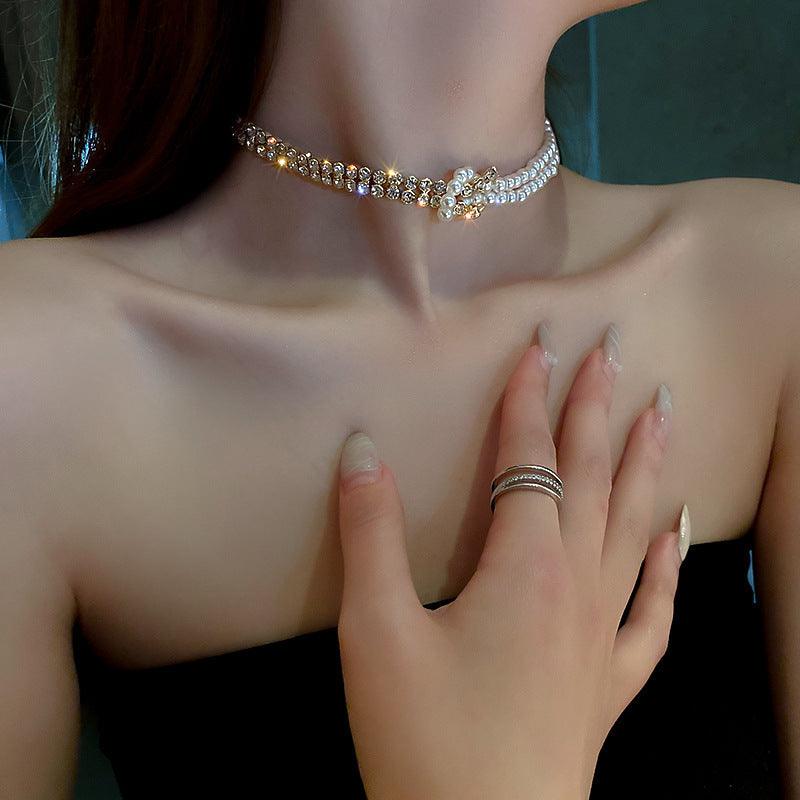 Pearl Crystal Choker Necklaces | Party Collection