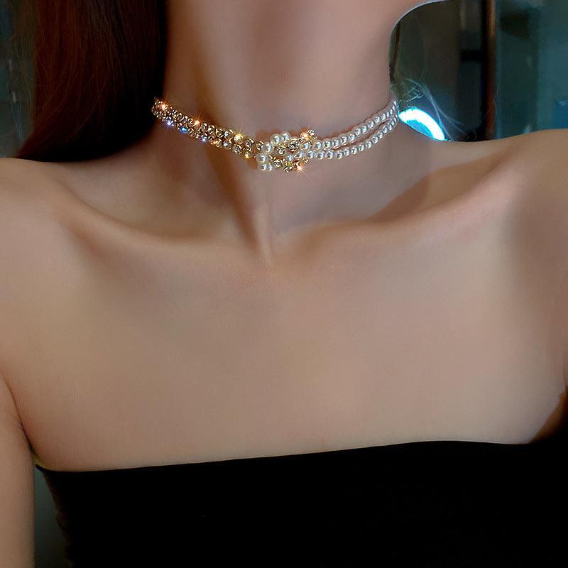 Pearl Crystal Choker Necklaces | Party Collection