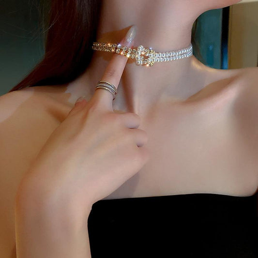 Pearl Crystal Choker Necklaces | Party Collection