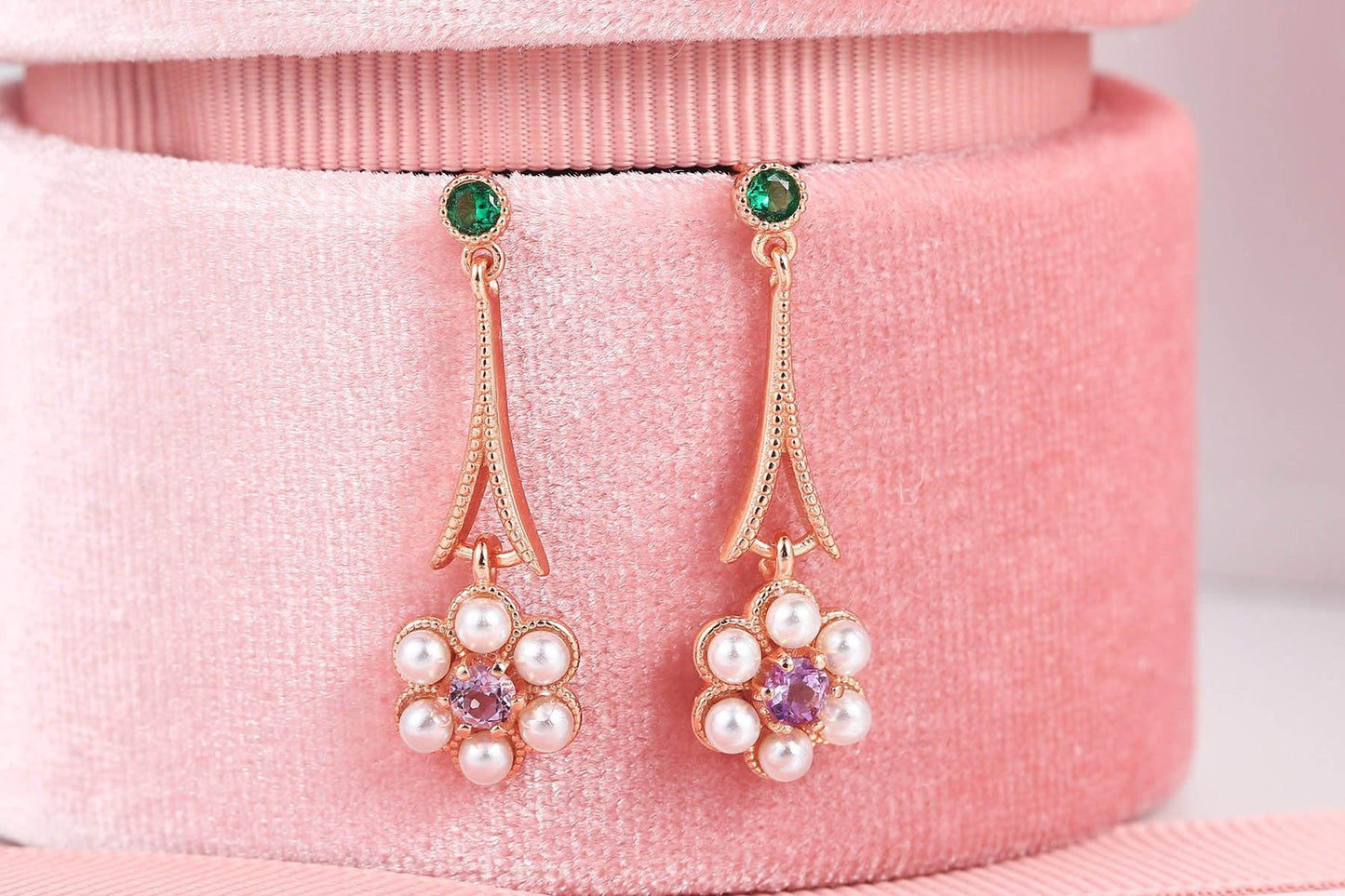Natural Amethyst Tassel Plum Jewelry Set Earring