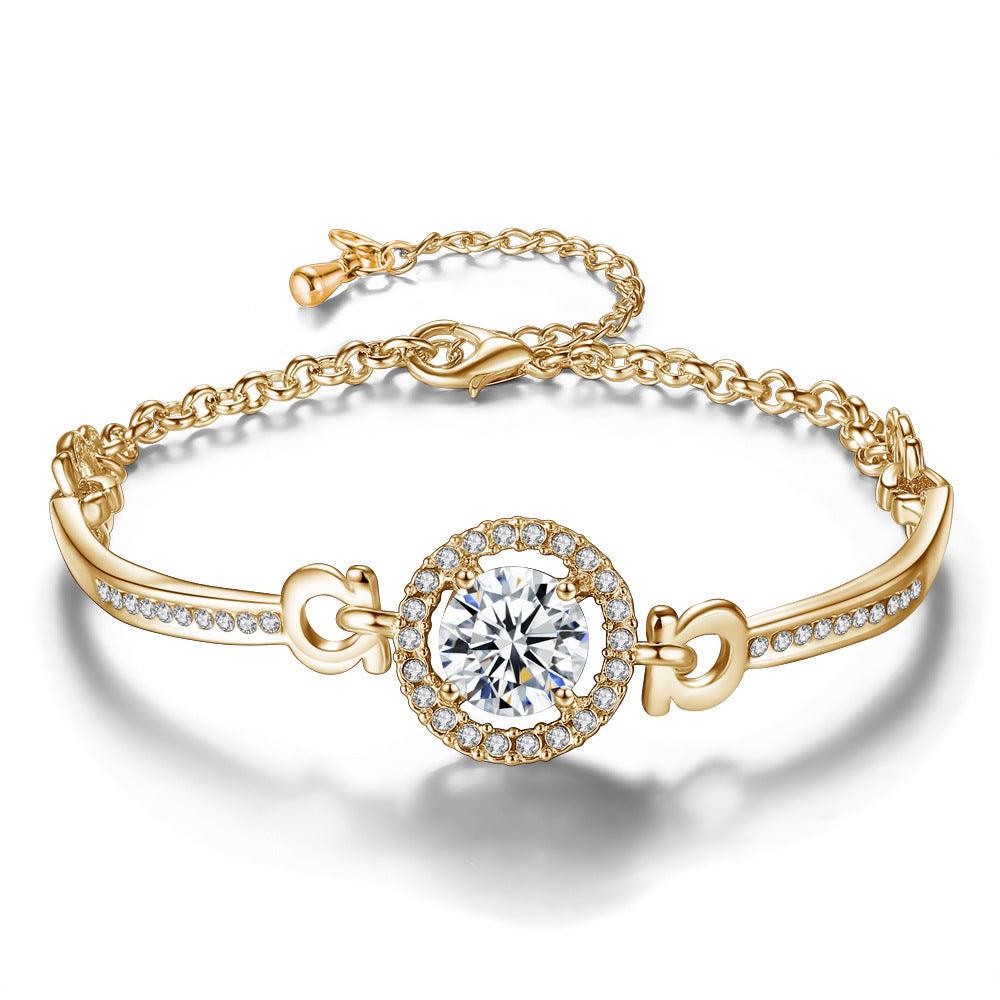 Trendy Korean Style Zircon Bracelet | Daily Wear Gold