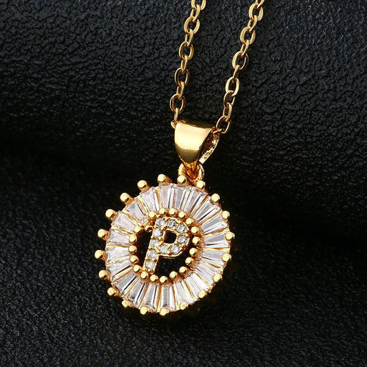 26 Letters Copper Pendant Necklace P