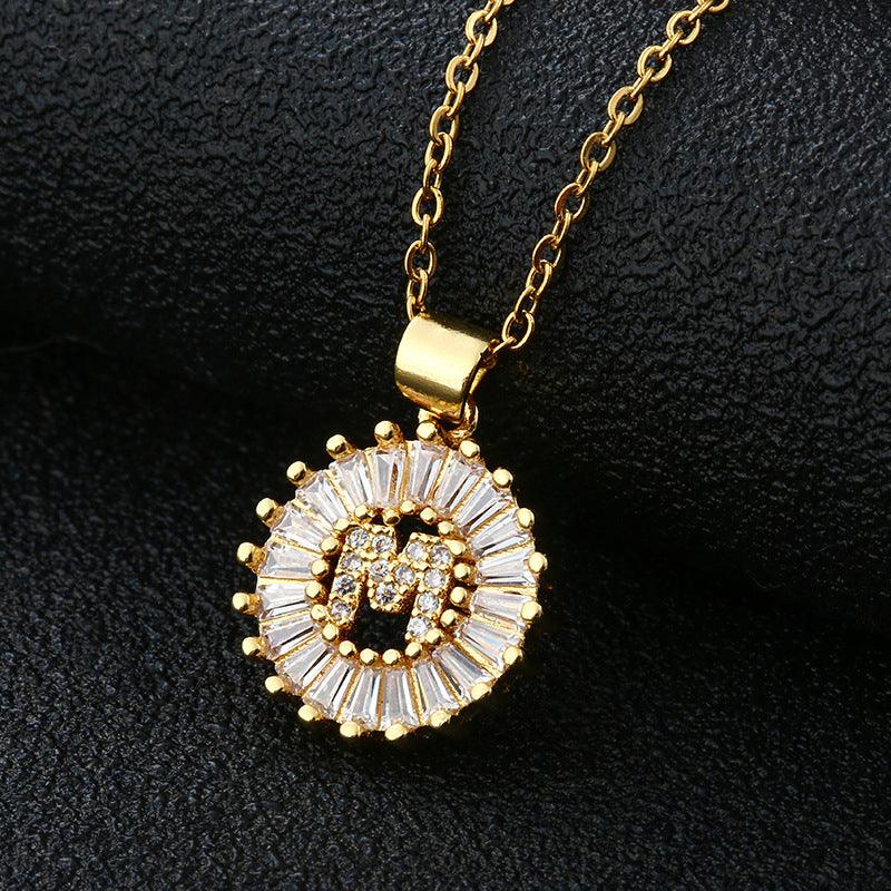 26 Letters Copper Pendant Necklace M