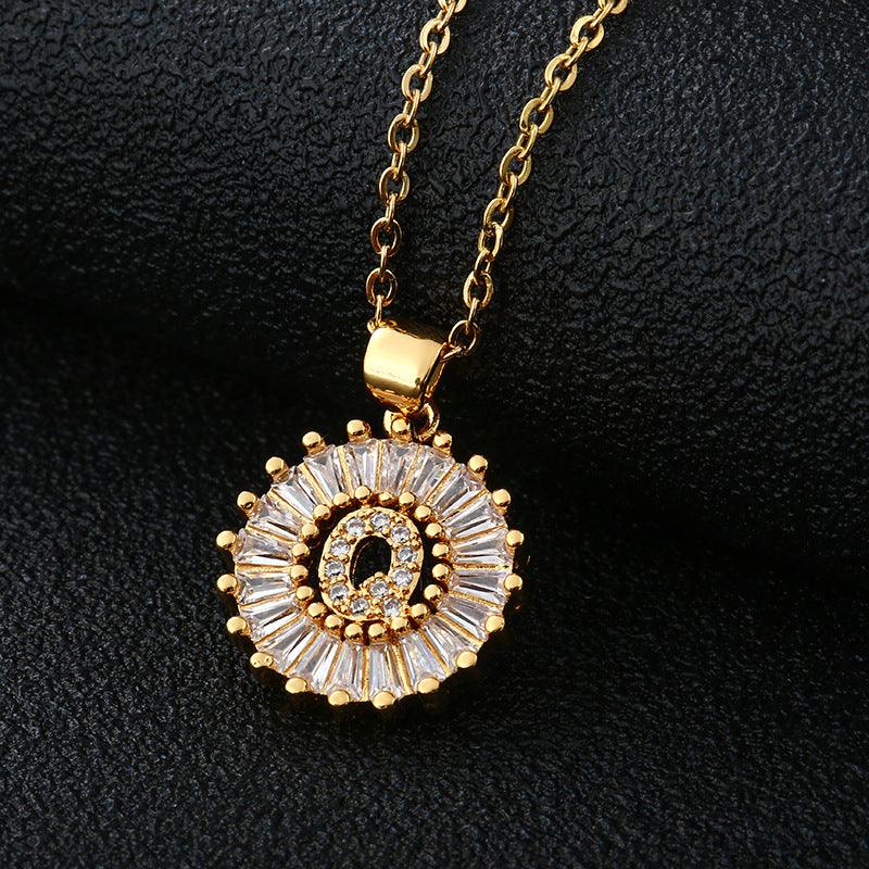 26 Letters Copper Pendant Necklace Q