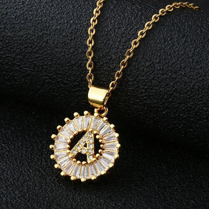 26 Letters Copper Pendant Necklace A