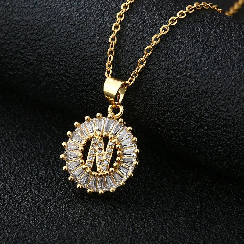 26 Letters Copper Pendant Necklace N