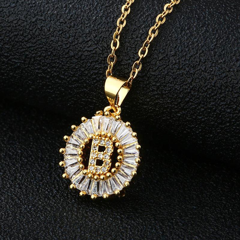 26 Letters Copper Pendant Necklace B