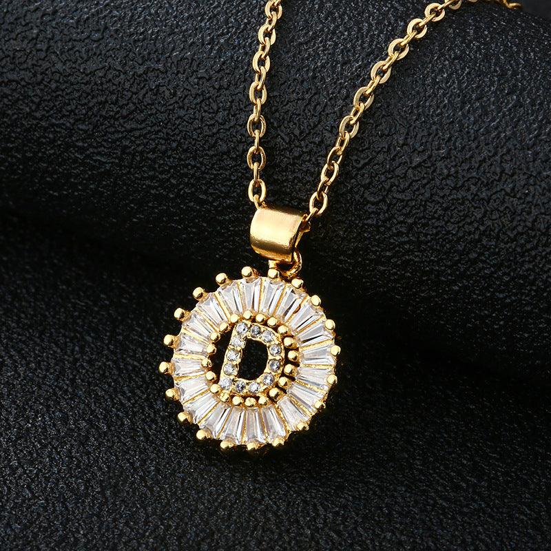 26 Letters Copper Pendant Necklace D