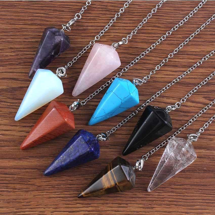 Crystal Hexagonal Cone Pendant Necklace