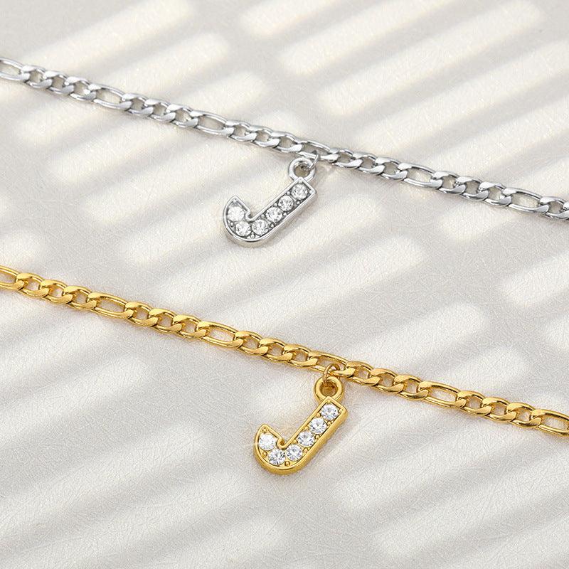 Ancient English Letter Pendant Anklet | Casual Collection Silver J