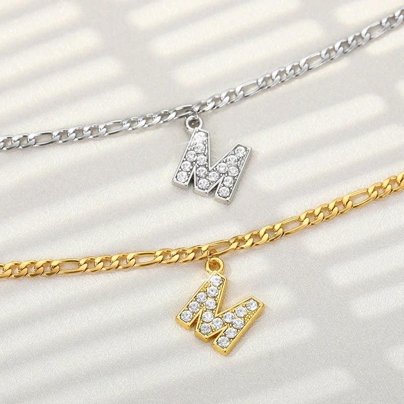 Ancient English Letter Pendant Anklet | Casual Collection Silver M