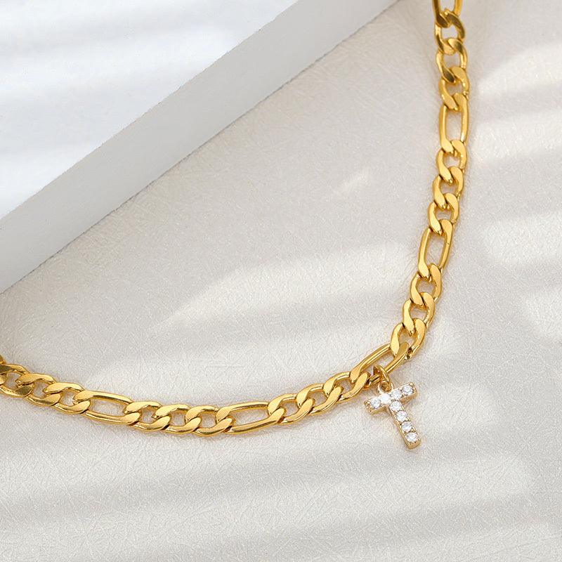Ancient English Letter Pendant Anklet | Casual Collection Gold T