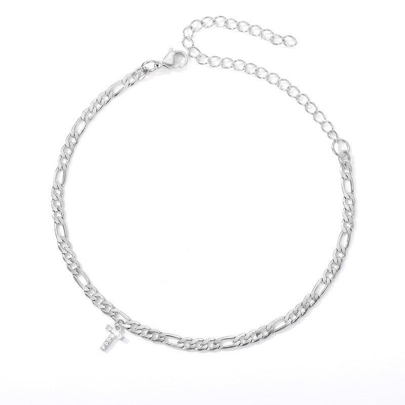Ancient English Letter Pendant Anklet | Casual Collection Silver T