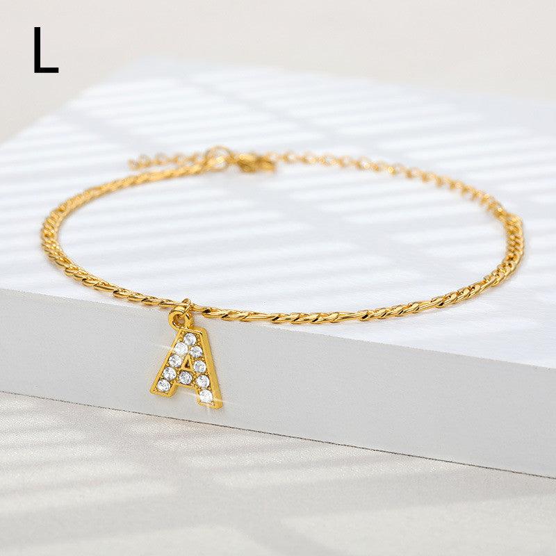 Ancient English Letter Pendant Anklet | Casual Collection Gold L