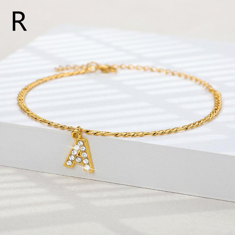 Ancient English Letter Pendant Anklet | Casual Collection Gold R