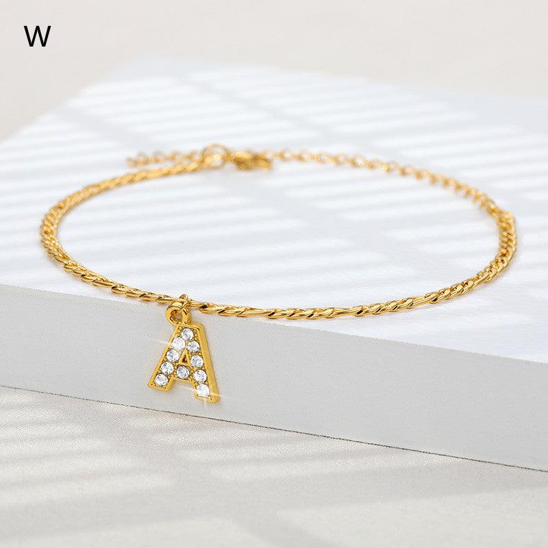 Ancient English Letter Pendant Anklet | Casual Collection Gold W