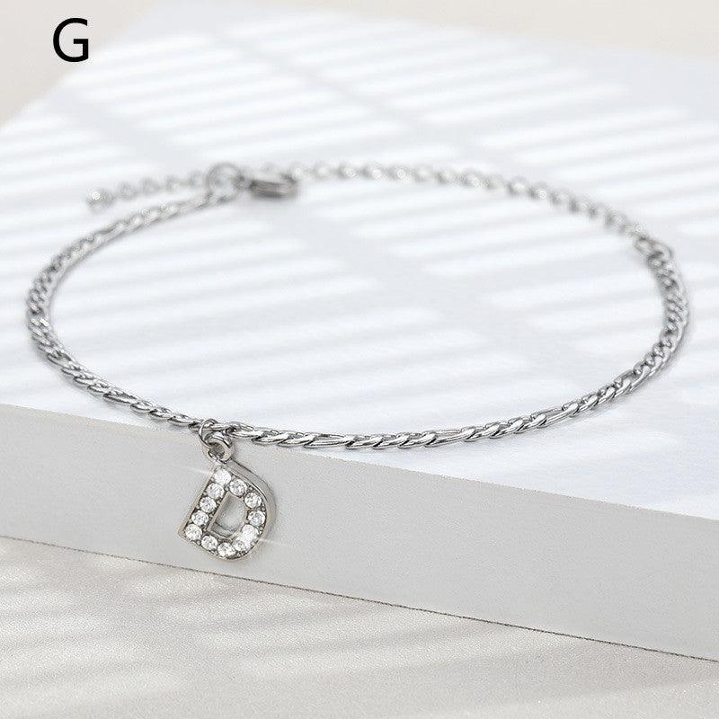 Ancient English Letter Pendant Anklet | Casual Collection Silver G