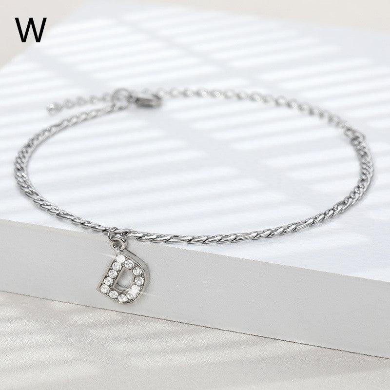 Ancient English Letter Pendant Anklet | Casual Collection Silver W