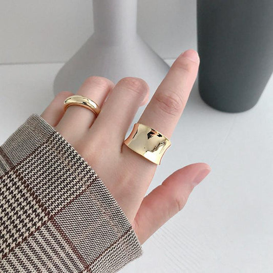 Big Wide Geometric Finger Ring for Women | Fashion Collection Gold