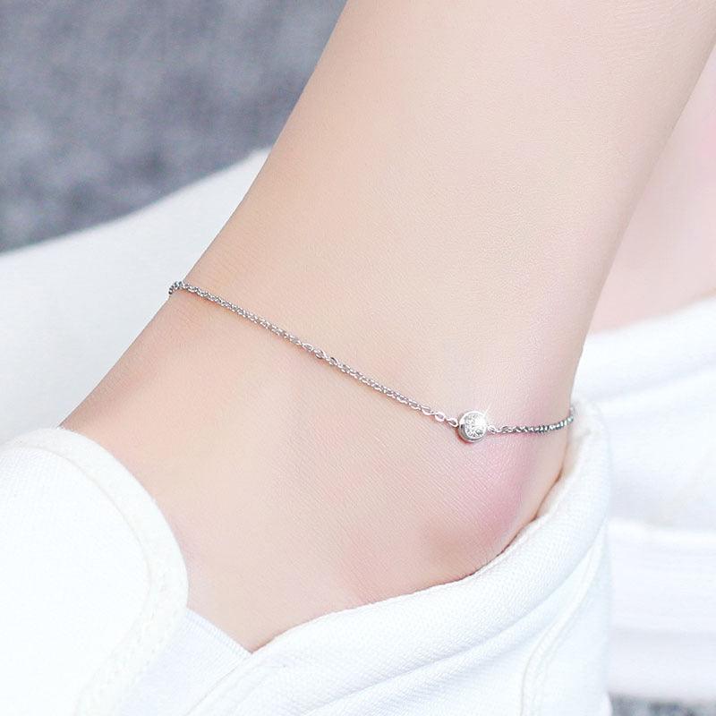 Simple Cubic Zirconia Anklets | Daily Wear Silver