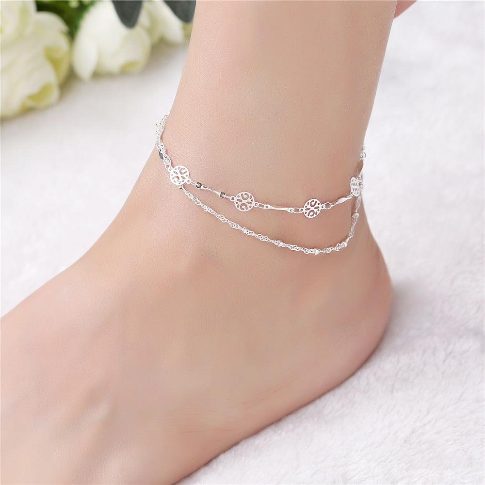 Hollow Anklet Clip Bead Silver Anklets | Summer Collection Silver
