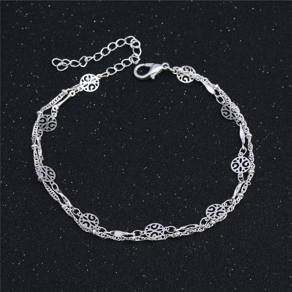 Hollow Anklet Clip Bead Silver Anklets | Summer Collection
