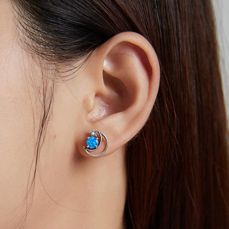 Hollow Blue Opo Sterling Silver Earrings