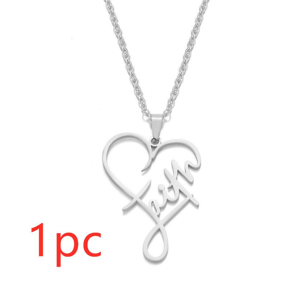 European Necklace Heart Of Faith Pendant Jewelry Silver 1PC